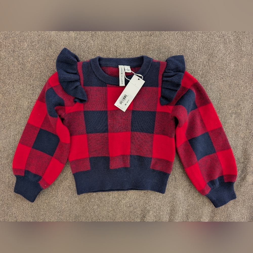 Janie and Jack Girls Plaid Sweater - Size 4 NWT